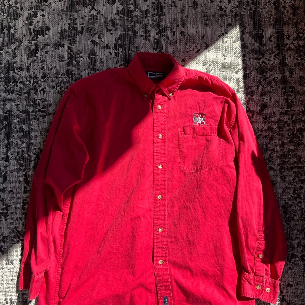 Men's Red Button-Up Shirt